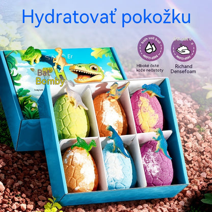 💦【50% zľava】🔮Sada guľôčok so soľou do kúpeľa v tvare dinosaurieho vajíčka, dlhotrvajúca voňavá čistiaca soľ do kúpeľa - každá bomba skrýva inú dinosauří hračku【6 guľôčok】