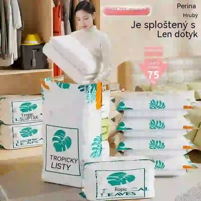 🧳【5-dielna sada】💨 Veľké, stlačiteľné vákuové úložné vrecko: nevyžaduje pumpičku, je nepriepustné a ideálne na úsporu miesta v kufri a doma ✈️