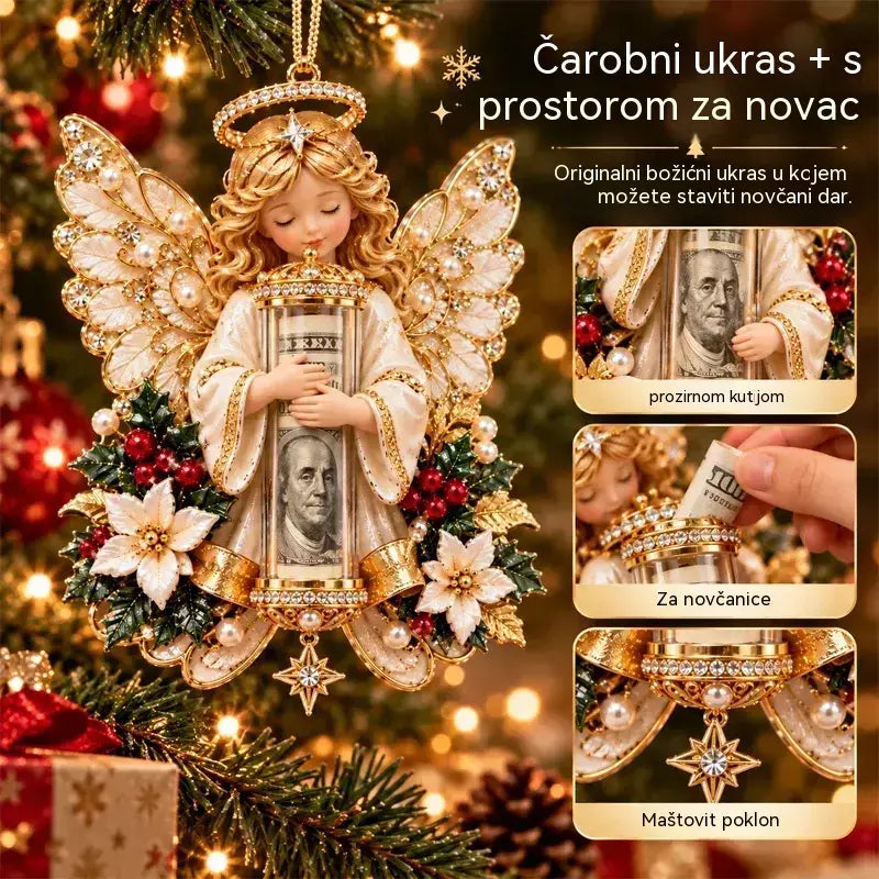 🎁 Set od 5 komada ✨ Božićni ukrasi s motivom anđela koji se mogu koristiti i kao spremnici za kovanice.