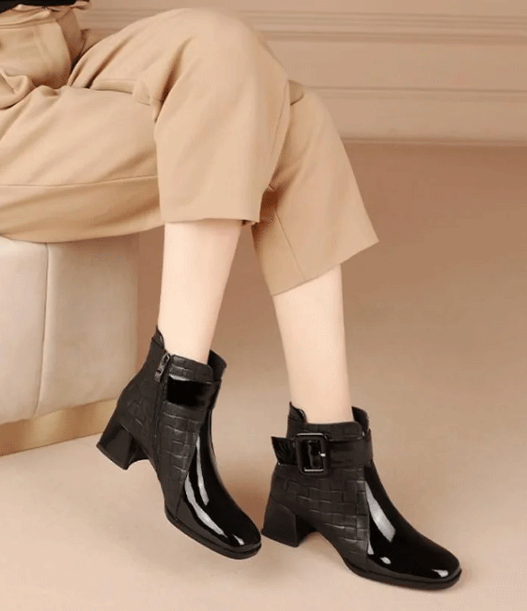 🔥【35-40】🔥Teraz -40%, idealne na jesień i zimę! Eleganckie botki damskie z naturalnej skóry owczej – modne, ciepłe i ręcznie wykonane!