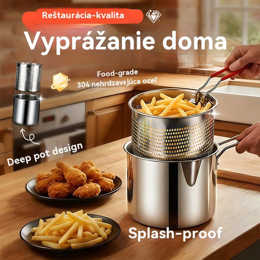 🍢🍖🍗 Nerezová fritovacia panvica – Rýchle, rovnomerné vyprážanie s minimom oleja pre zdravšie varenie!