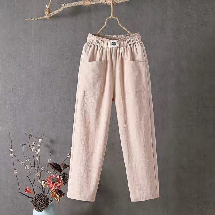 😍【50% zľava】✨👖 Novinka 2026 – Dámske voľné a pohodlné bavlneno-lanové nohavice, jednoduché a univerzálne, nevyhnutný kúsok do šatníka.