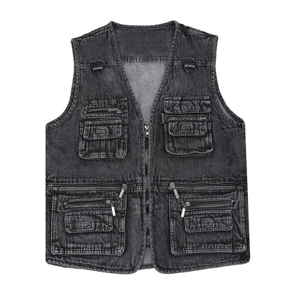 🔥【Oferta por tiempo limitado】【XL-7XL】2025 Chaleco vaquero multibolsillos para hombr