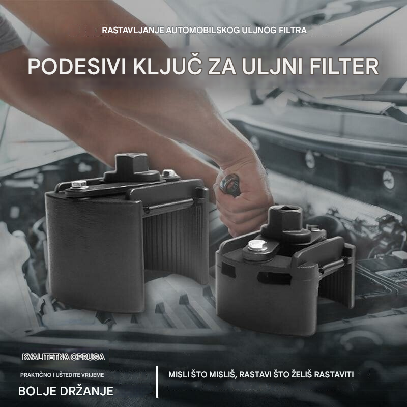 🔧【50% popusta】🔥【60-105 mm】🚗Ključ za uklanjanje automobilskog filtera u obliku slova U s podesivim mehanizmom, nastaviteľný dvojčeľusťový kľúč na olejový filter pre väčšinu áut