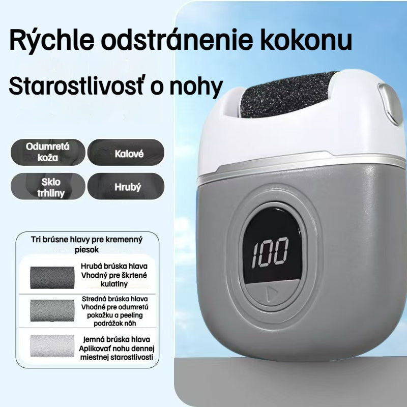✨【Kúp 1, získaj 1 zadarmo】🔥【Jeden kus len za 13 €】🦶 Elektrický odstraňovač mozoľov a odumretej kože – výkonný motor, 3 výmenné hlavice a LED displej pre hladké a zdravé päty doma! (2 položky)