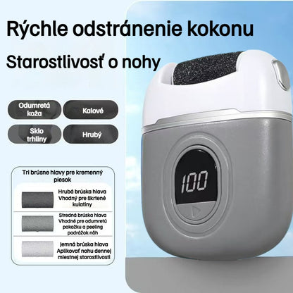 ✨【Kúp 1, získaj 1 zadarmo】🔥【Jeden kus len za 13 €】🦶 Elektrický odstraňovač mozoľov a odumretej kože – výkonný motor, 3 výmenné hlavice a LED displej pre hladké a zdravé päty doma! (2 položky)