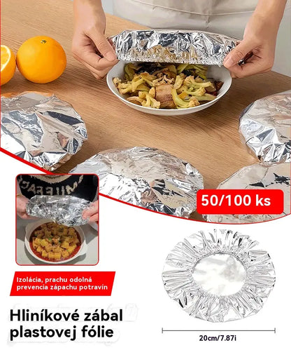🏠🎉【100 kusov】🍲Izolačný kryt na domáce použitie, kryt z hliníkovej fólie na udržanie teploty jedla na jedálenskom stole, chráni jedlo pred hmyzom a prachom.