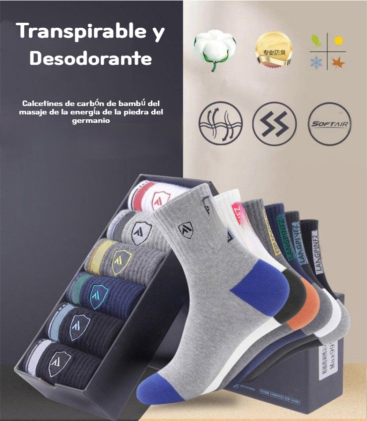 😍🧦 【Compra 5 y llévate 5 gratis】 2025 nuevos calcetines desodorantes de algodón absorbentes para hombre