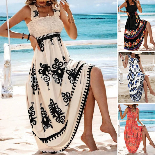🏖️【S-3XL】🔥👗2026 nové letné bohémske šaty bez rukávov s potlačou - voľný strih krásne sadne postave a zabezpečí komfort počas celého dňa