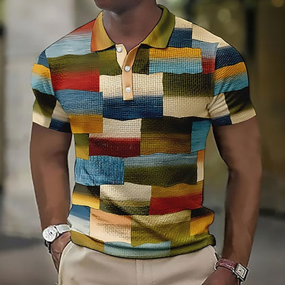 💥👕【Nové, horúce výpredaje】【S-5XL】Pánske ležérne polo tričko s geometrickým vzorom 2026