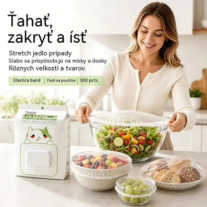 🥗✨ 300 jednorazových pokrievok na potraviny | Flexibilné pokrievky na taniere, misky a nádoby