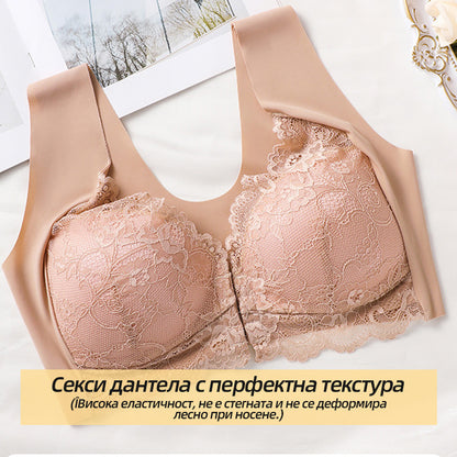 🔥💕【40-100 kg】✨👙 Podprsenka s push-up zapínaním vpredu a nádhernou čipkovou ozdobou vzadu