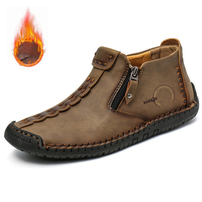 👞💥【38-48】Новост Зима 2025: Мъжки ботуши Martens с подложка от кожа и цип – Топли, удобни и модерни за зимните дни!