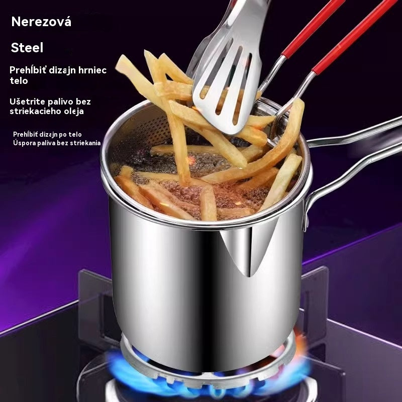 💥【50% zľava】🍢🍖Nerezový mini hrniec na vyprážanie s filtračným košíkom – kompaktný dizajn, menej oleja, rýchle a chrumkavé domáce vyprážanie