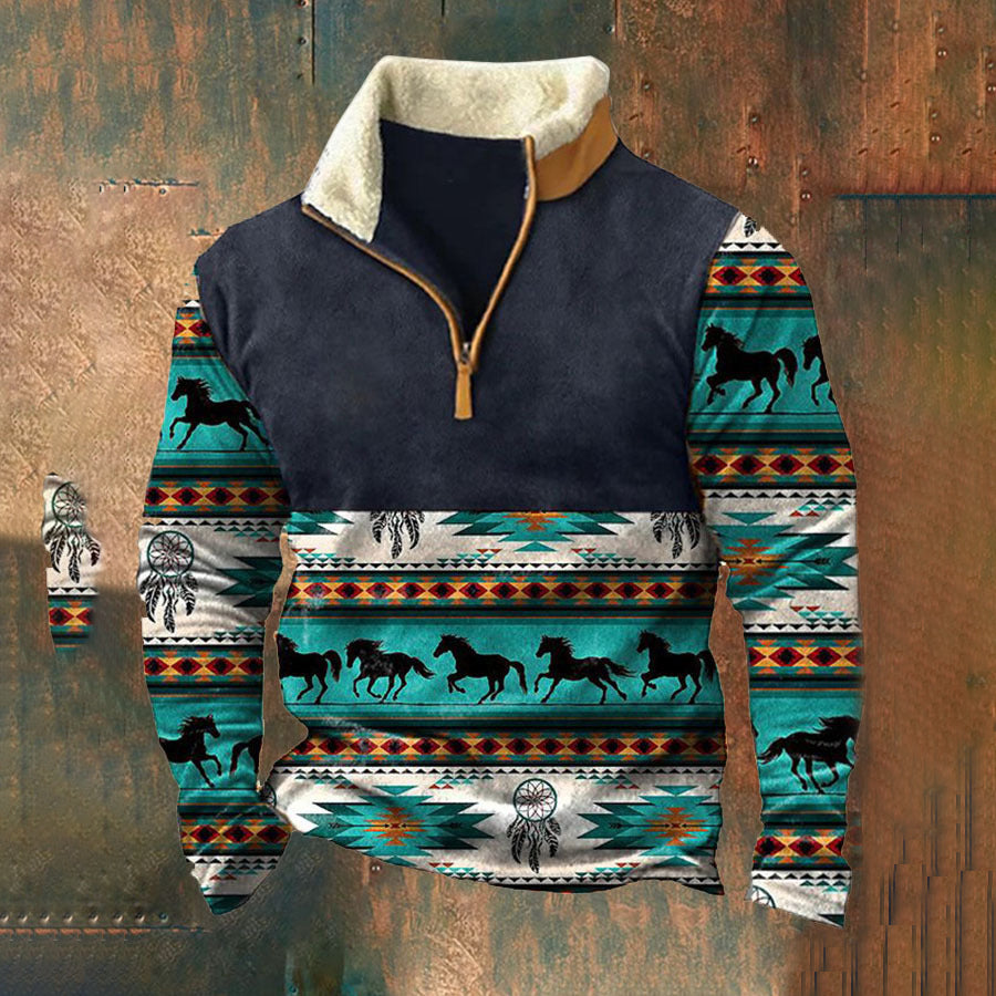 👕【35% ОТСТЪПКА】【S-4XL】2025 Есенно-зимен мъжки моден, топъл пуловер с дълъг ръкав и 3D щампа