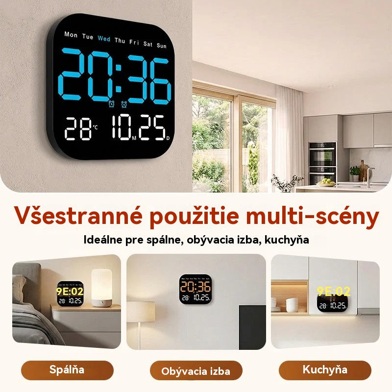 🛏️ Digitálne hodiny do domácnosti a kancelárie – jemné budenie, rozlúčte sa s rušivými budíkmi! Nastaviteľný jas, tichá prevádzka v noci. Zobrazuje aj teplotu. 🌙