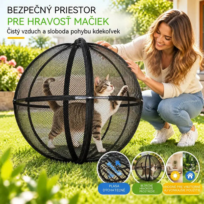 🐱 Skladací guľovitý stan pre mačky s priedušnou sieťovinou · 360° ochrana · Bezpečný priestor na hranie v interiéri aj exteriéri!