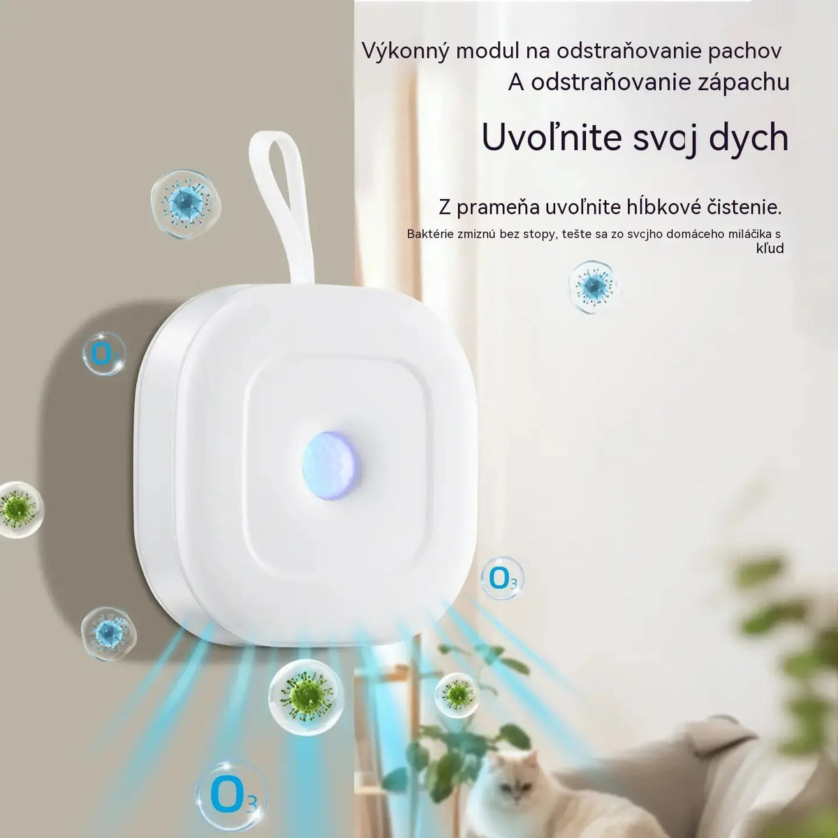 Inteligentný odstraňovač pachov po domácich miláčikoch so závesným popruhom