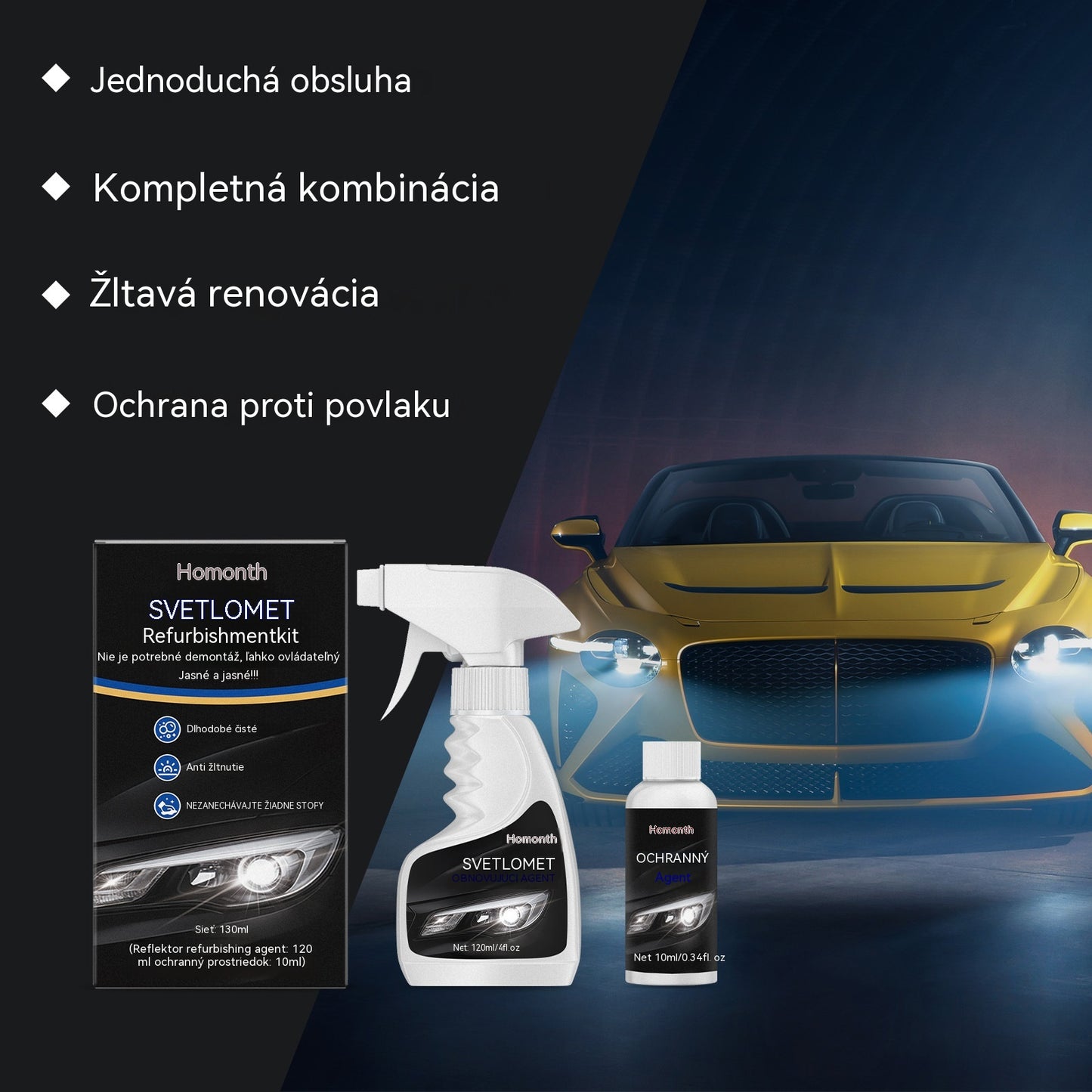 🥇💦🚗Sada na opravu svetlometov pre staršie autá, profesionálny čistič svetlometov – Obnovuje jasnosť, zlepšuje viditeľnosť v noci