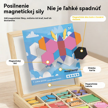 👶🌈🧩【248 dielikov】🔥Magnetická drevená tangramová skladačka, hračka na tréning mozgu a vzdelávanie detí, stimuluje myslenie.