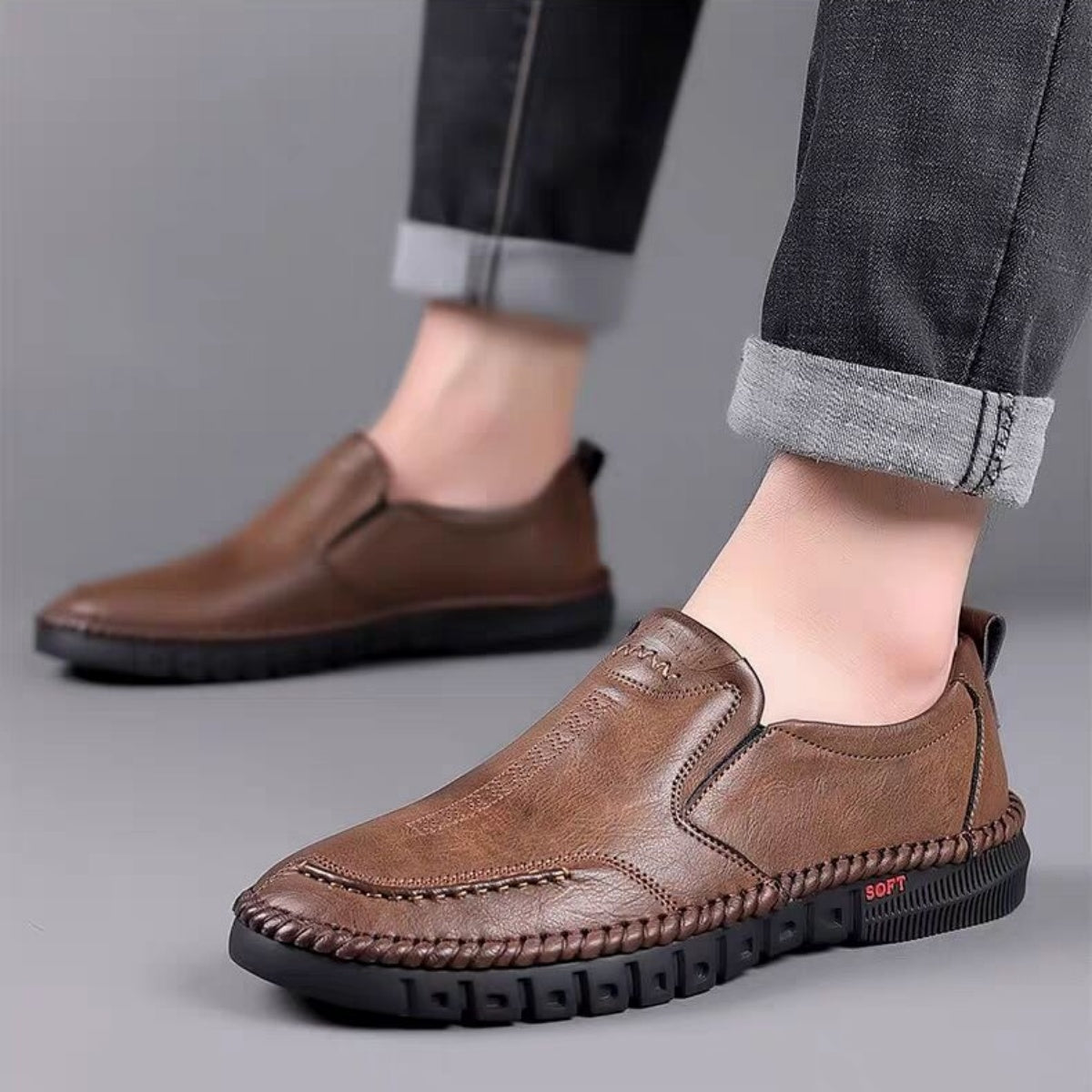 👞Obmedzená akcia 50%【39-44】Pánska športová obuv 2025, vyrobená z pravej kože, s mäkkou podrážkou, protišmyková a priedušná