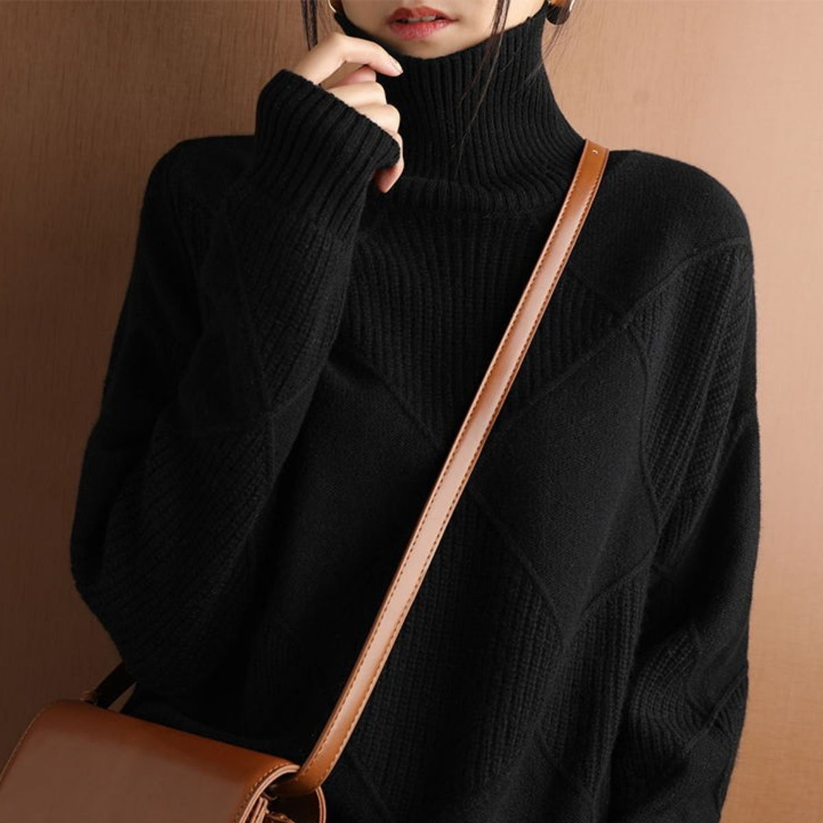 ✨ Χαλαρό γυναικείο πουλόβερ από κασμίρ με ψηλό γιακά – Απαλό, κομψό και ιδανικό για το φθινόπωρο και τον χειμώνα