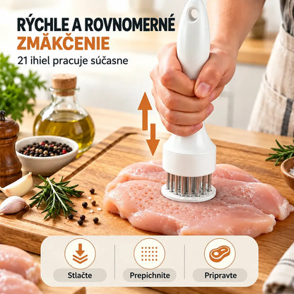 21-hranná ihla na zmäkčovanie mäsa z nehrdzavejúcej ocele na steaky, grilovanie a varenie.