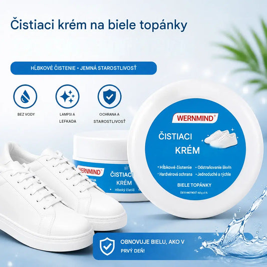 🔥🎁Bezvodý čistiaci krém na biele topánky s hubkou – bez prania, bez vody, jednoduché použitie každý deň.