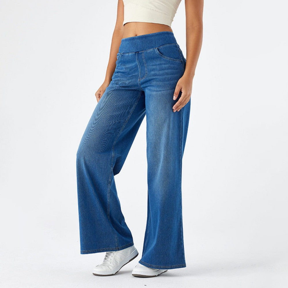👖【50% zľava】🥇Nové jarné dámske džínsy s vysokým pásom a širokými nohavicami – elegantný a módny dizajn