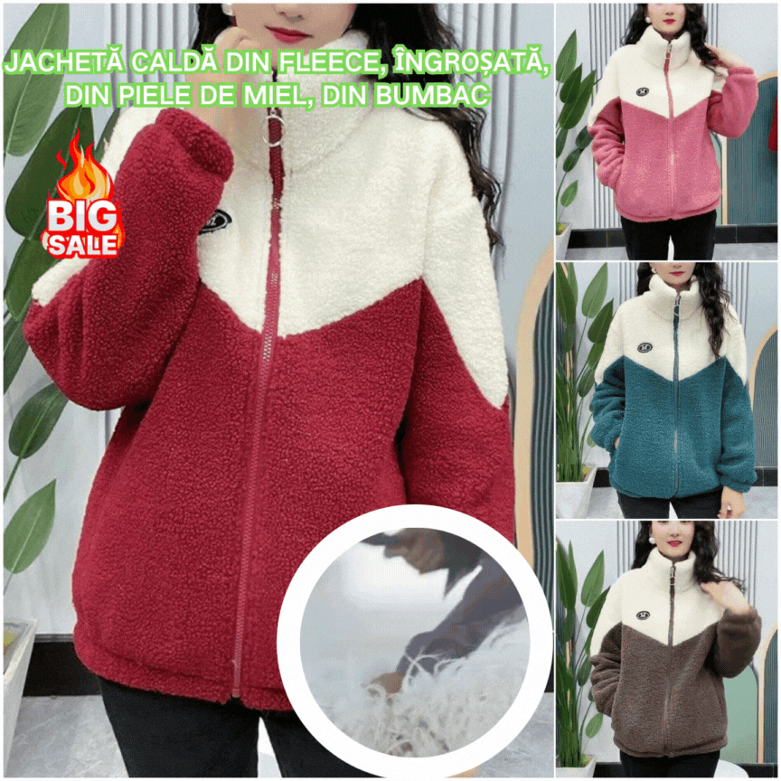 🔥【Zimske posebne ponudbe】🐏【M-4XL】Zimska flis jakna, bombažna jakna, ojačana bombažna jakna iz jagnječje volne, topla jakna
