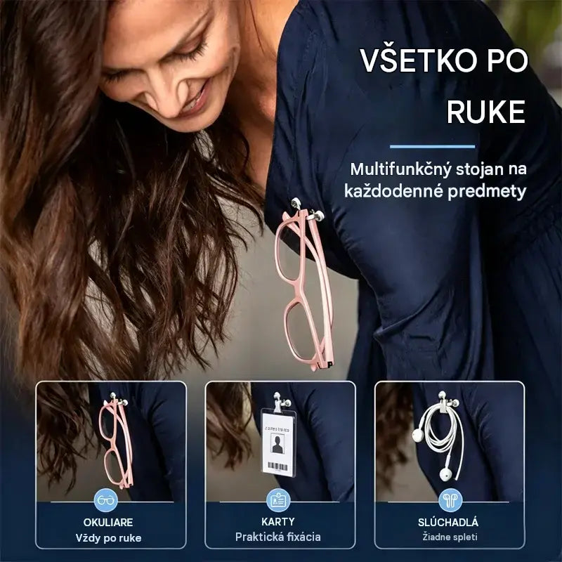 🧷🧲 Magnetický držiak na okuliare, univerzálny vešiak na okuliare pre čitateľov, okuliare s modrým svetlom a slnečné okuliare, už žiadne stratené okuliare
