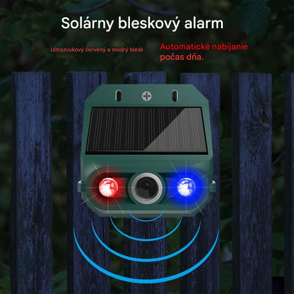 💥Solárny ultrazvukový repelent na zvieratá do exteriéru, repelent na vtáky s blikajúcim infračerveným svetlom s červenými a modrými LED diódami.
