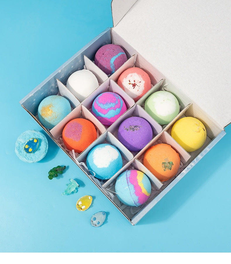 🎁【50% zľava】🔮Sada 12 guľôčok so soľou do kúpeľa v tvare morských živočíchov (60 g každá), vhodné pre deti, vstavané prekvapujúce hračky