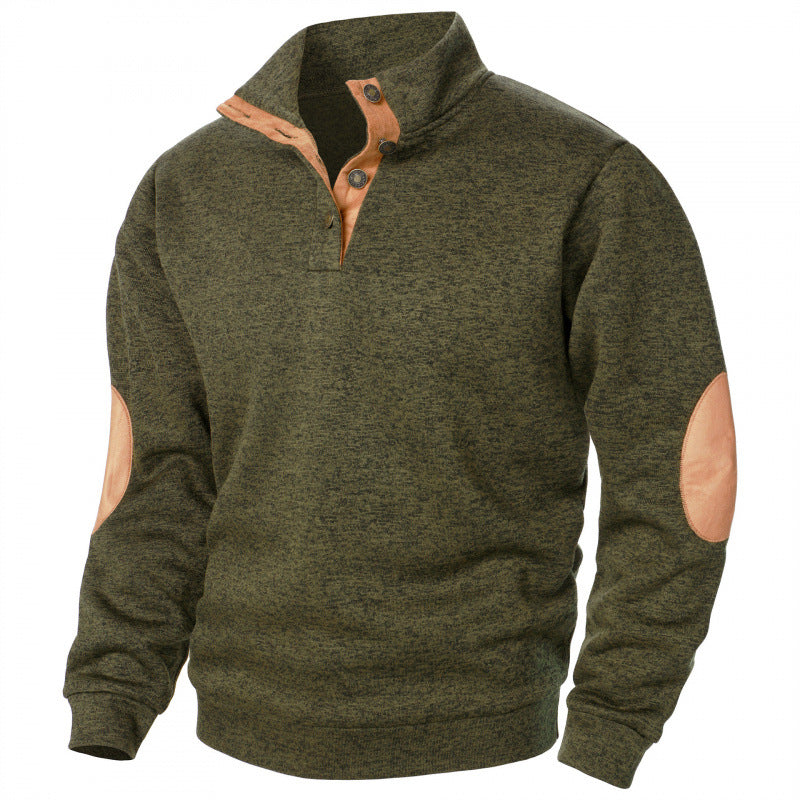 🔥【Especiales de otoño】💥Nueva Sudadera de Cuello Alto para Hombre – Estilo Casual, Cómodo y Cálido con Detalles de Cuero, Disponible en Tallas S-3XL