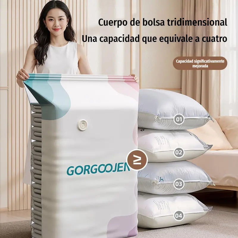 🧳 5 artículos 💨 Bolsa de almacenamiento al vacío grande y compresible: no requiere bomba, es a prueba de fugas e ideal para ahorrar espacio en maletas y en casa ✈️