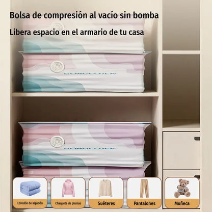🧳 5 artículos por 26 euros 💨 Bolsa de almacenamiento al vacío grande y compresible: no requiere bomba, es a prueba de fugas e ideal para ahorrar espacio en maletas y en casa ✈️