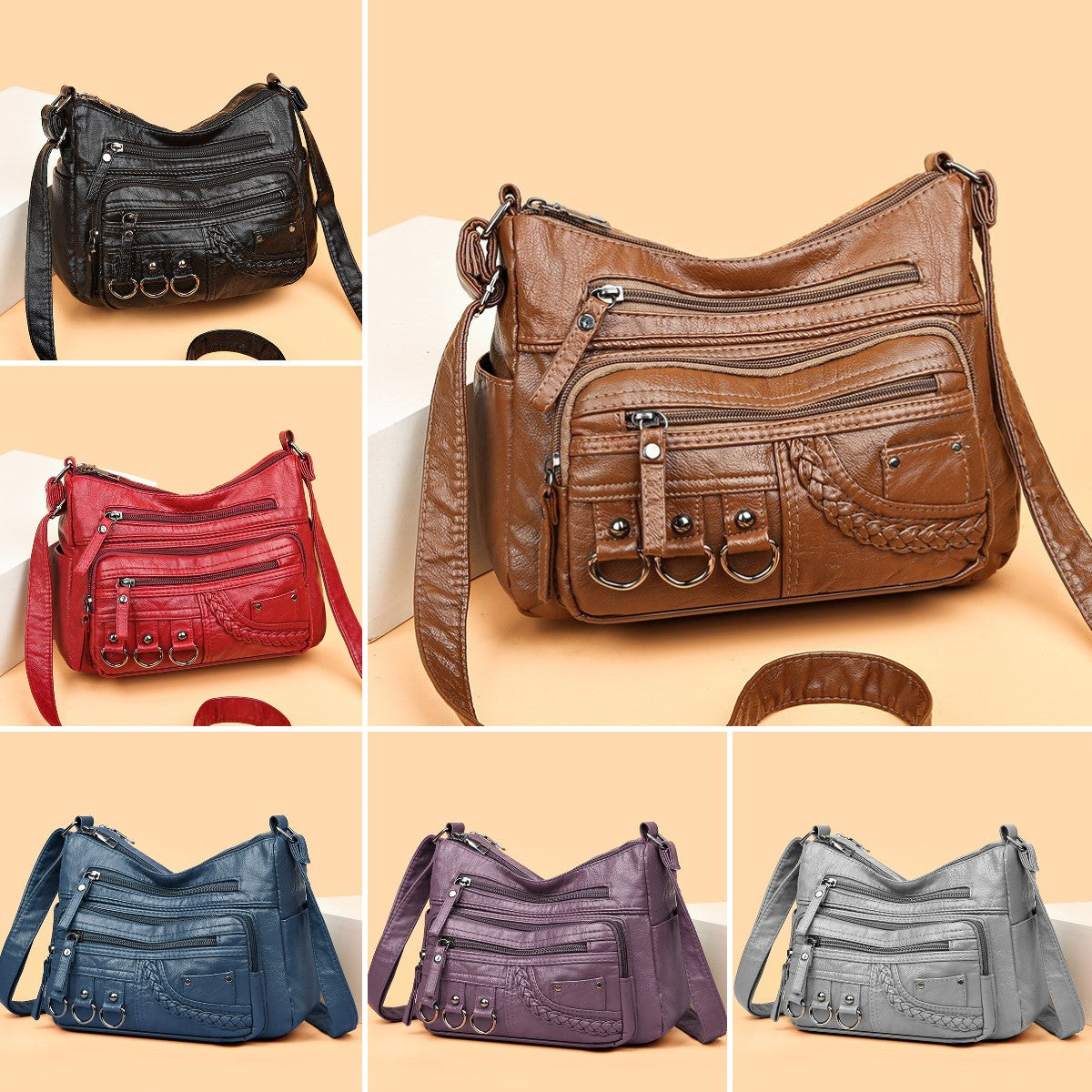 💥【Промоция с ограничено време】👜 Нова дамска чанта през рамо от мека кожа с голям капацитет, удобна за ежедневно носене, стилна и функционална