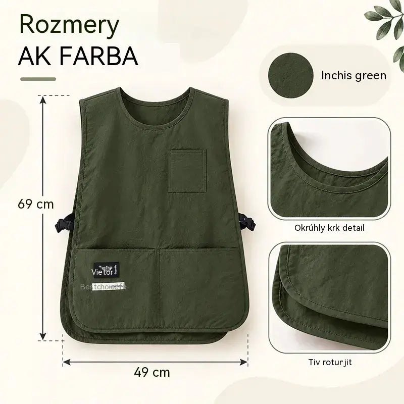 👩‍🍳✨ Nepremokavá a škvrnám odolná vesty zástera – ideálna na varenie, remeslá a záhradkárstvo, pohodlný strih 🛡️