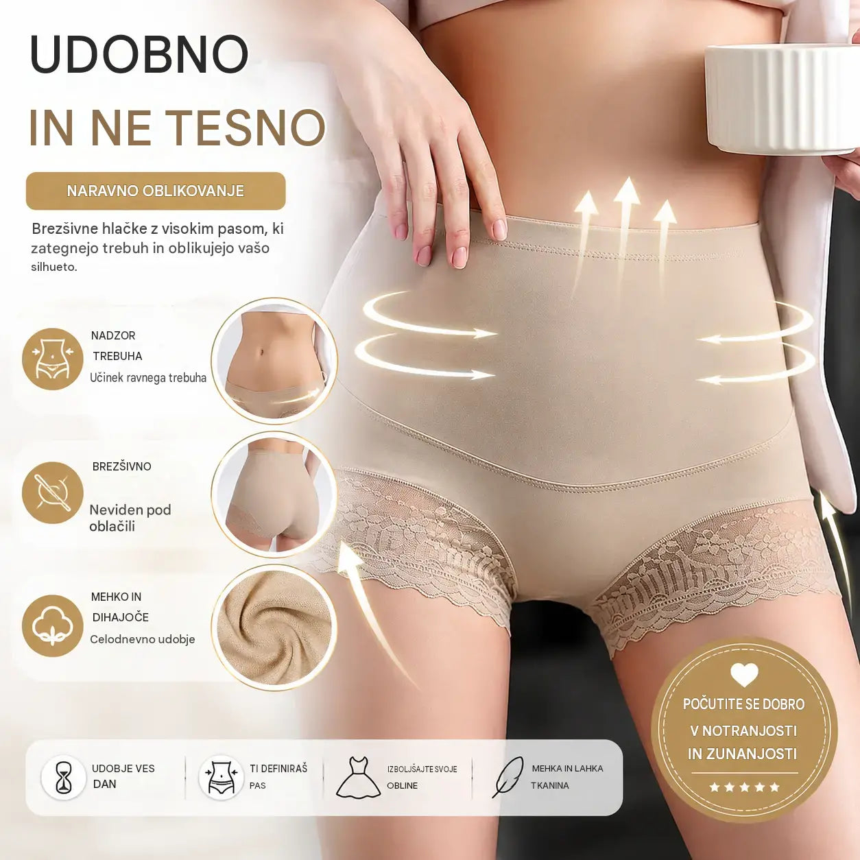 💖🌸【Plačilo ob dostavi】✨【3 kosov】Nove visoko elastične udobne antibakterijske hlačke za hujšanje【35-100 kg】