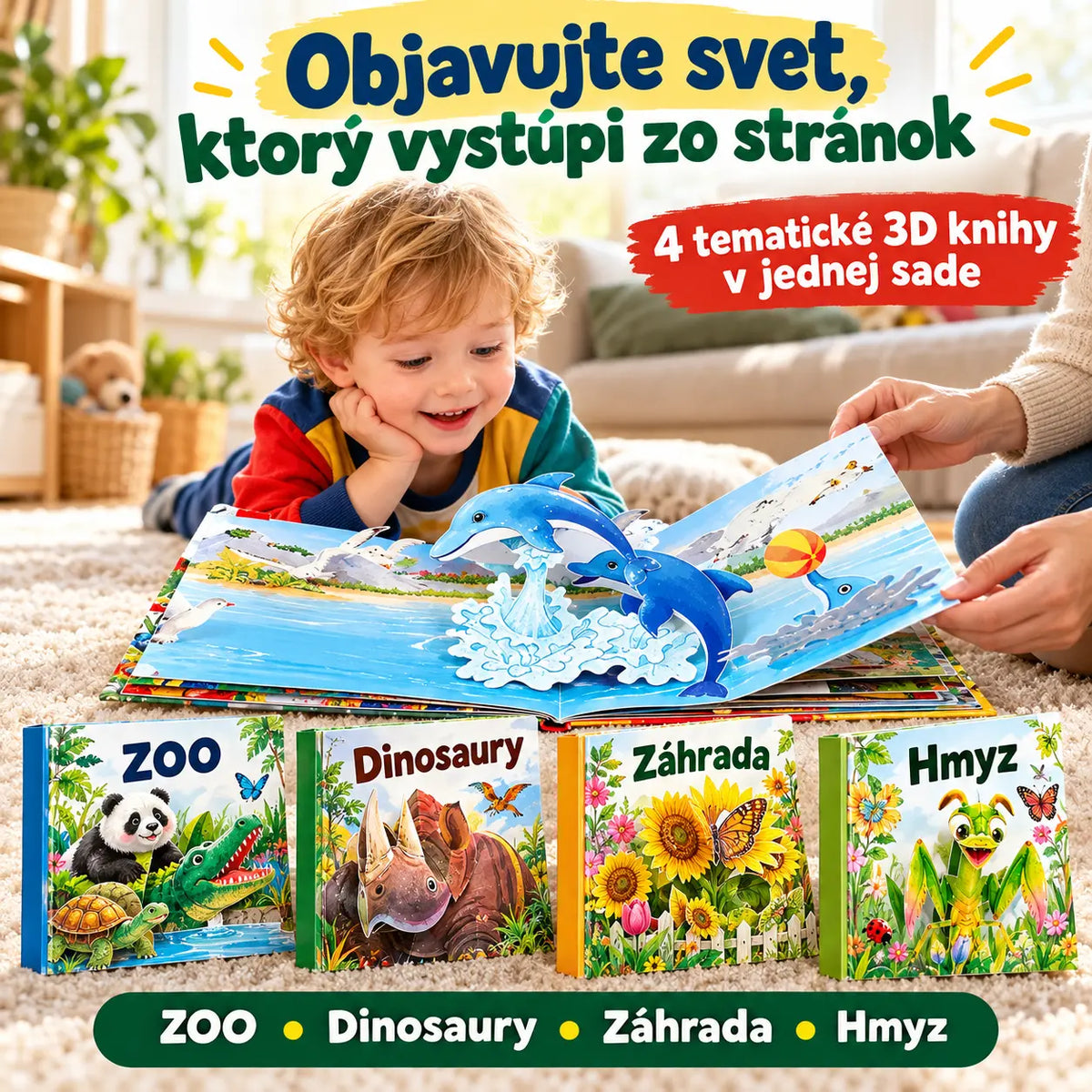 📖✨【1 kus, 4 témy na výber】Interaktívna 3D priestorová kniha pre deti – objavte zvieratá pri každom otočení stránky.
