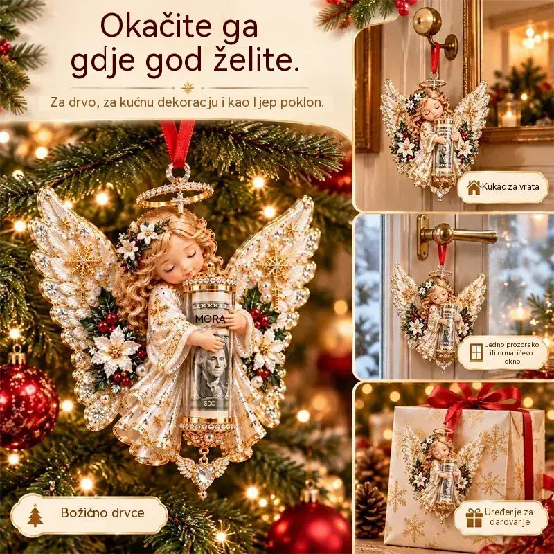 🎁 Set od 5 komada ✨ Božićni ukrasi s motivom anđela koji se mogu koristiti i kao spremnici za kovanice.