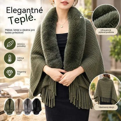 ❄️Elegantný a teplý pletený šál s plyšovým golierom, ideálny na každú príležitosť a vytvára sofistikovaný vzhľad.