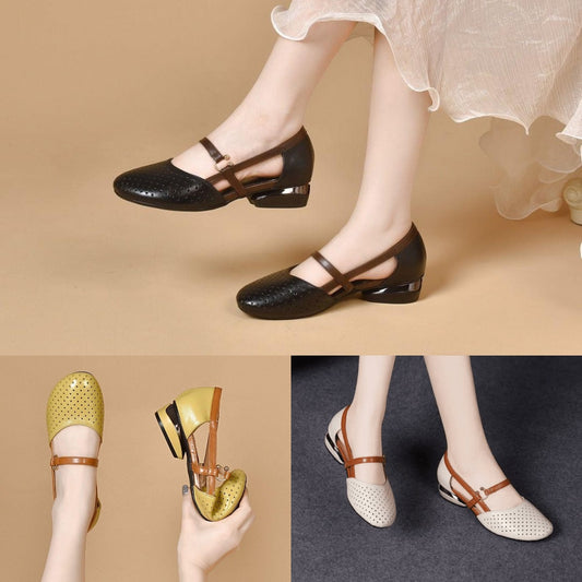 🔥🌴【35-42】Primăvara 2025, Sandale de damă, elegante, din piele naturală, cu toc mic, talpă moale--3918637 