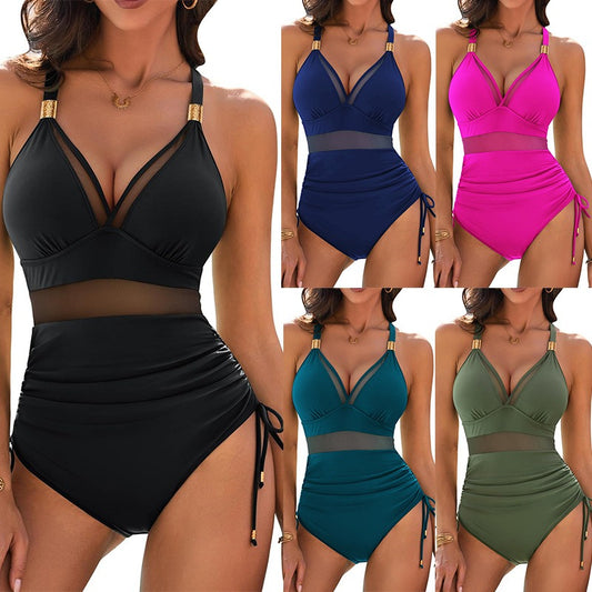 🏖️👙【Obmedzené množstvo】🌴【40–90 kg】 Jednodielne jednofarebné plavky s odhaleným chrbtom