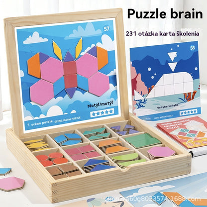 👶🌈🧩【248 dielikov】🔥Magnetická drevená tangramová skladačka, hračka na tréning mozgu a vzdelávanie detí, stimuluje myslenie.