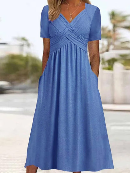 👍👍【50% OFF】💐👗【S-3XL】2026 jarné a letné nové jednofarebné módne jednoduché ležérne šaty – mäkký materiál a voľný strih, ideálne na voľný čas