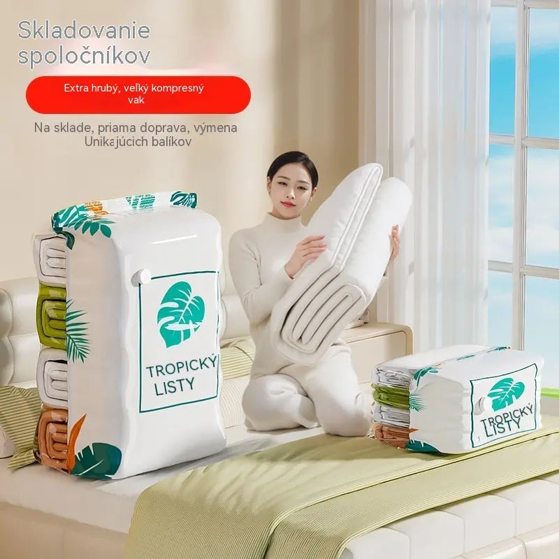 🧳【5-dielna sada】💨 Veľké, stlačiteľné vákuové úložné vrecko: nevyžaduje pumpičku, je nepriepustné a ideálne na úsporu miesta v kufri a doma ✈️
