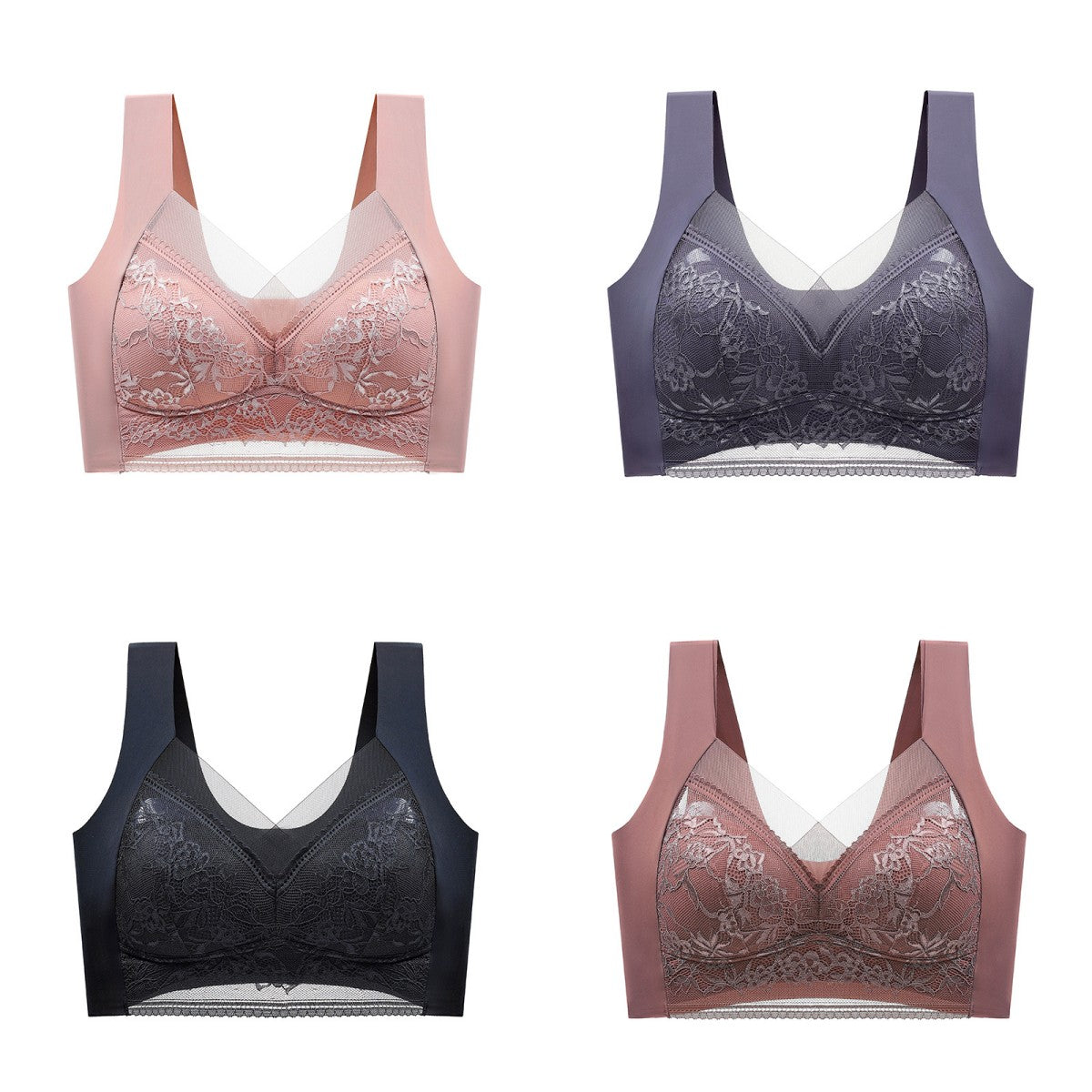 🔥【Гореща разпродажба】Гореща разпродажба👙【40-110 кг】Удобен безшевен дантелен сутиен