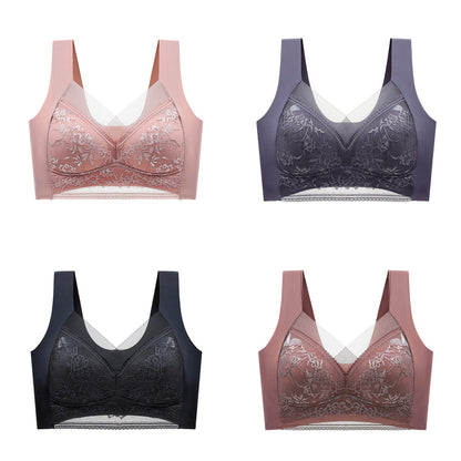 🔥【Гореща разпродажба】Гореща разпродажба👙【40-110 кг】Удобен безшевен дантелен сутиен