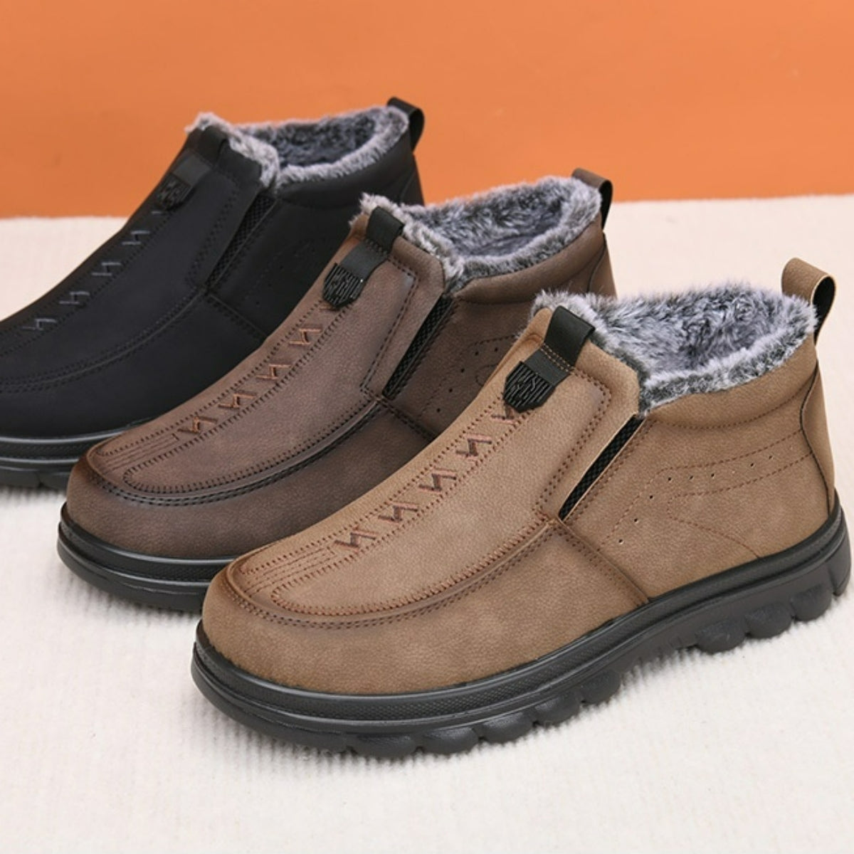 🔥【39-44】👞 Zapatos de invierno para hombre con forro cálido ✅ Antideslizantes, cómodos y fáciles de poner